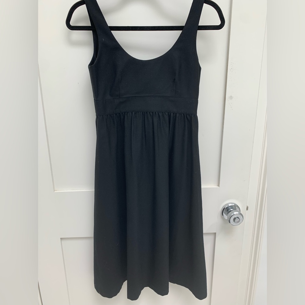 Black wool blend dress with pockets